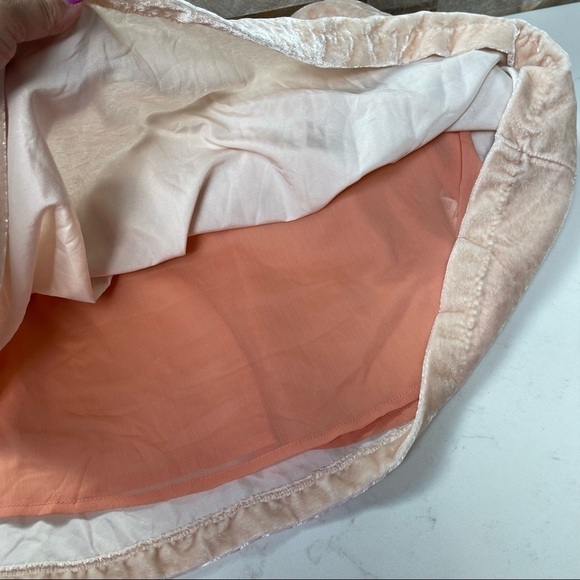 FREE PEOPLE - Gum Drop Mini Dress Velvet Pink Peach Babydoll open back Sz M - Picture 11 of 15